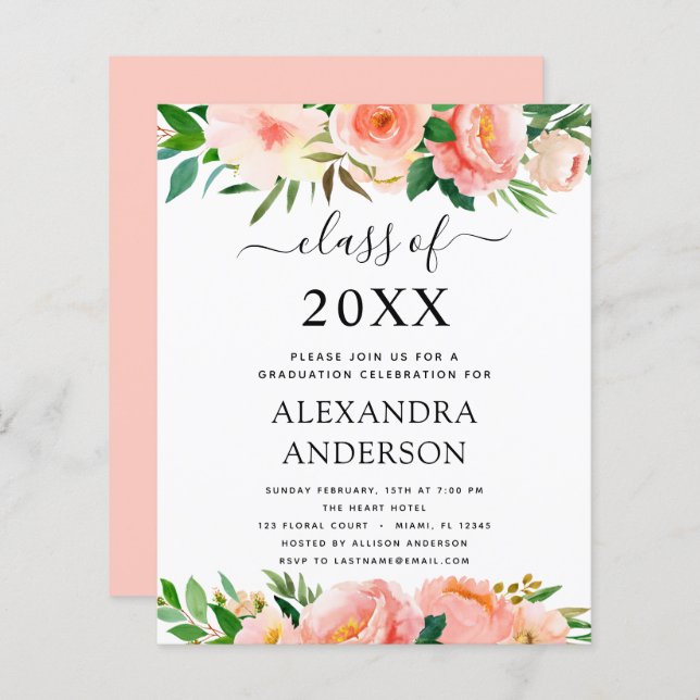 Lámina Invitación a la graduación de la beca de coral par (Anverso / Reverso)