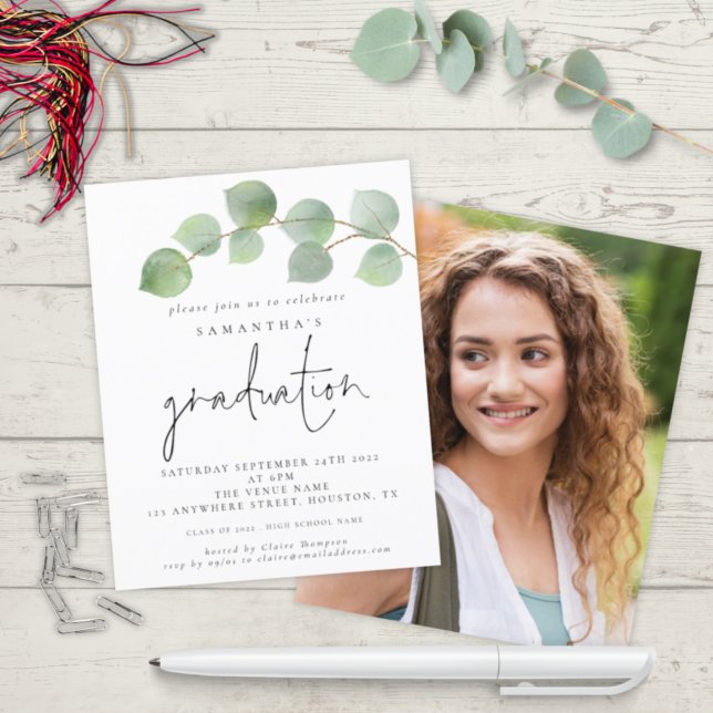 Lámina Invitación a la graduación de la foto de eucalipto (Subido por el creador)