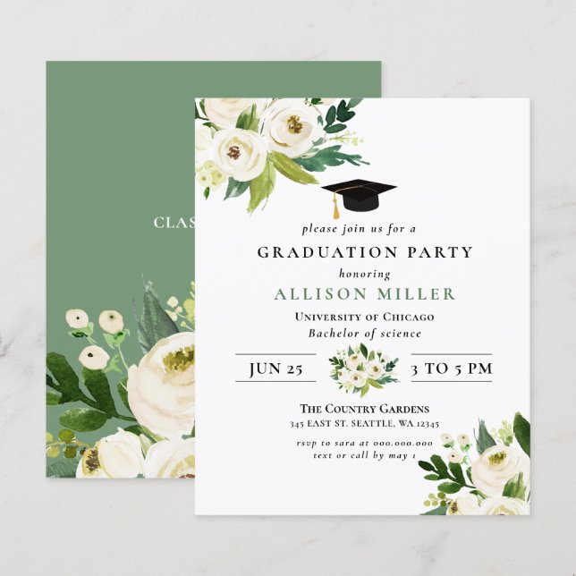 Lámina Invitación a la graduación floral de la vegetación (Anverso / Reverso)