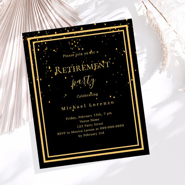 Lámina Invitación a la jubilación del confetti de oro neg (Subido por el creador)