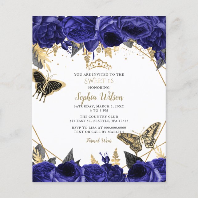 Lámina Invitación a la mariposa azul real de presupuesto  (Anverso)