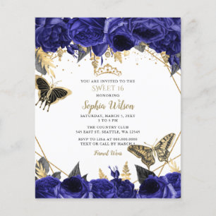 Lámina Invitación a la mariposa azul real de presupuesto