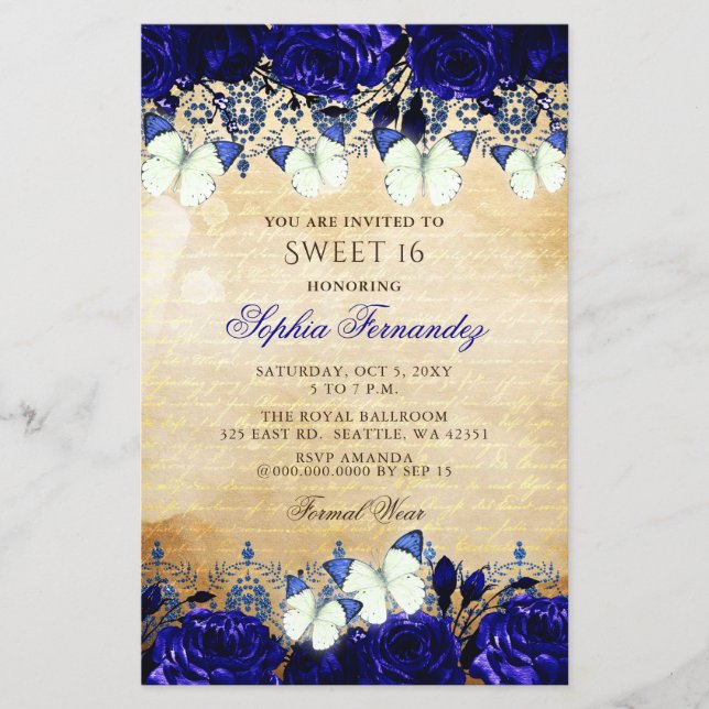 Lámina Invitación a la mariposa azul real de presupuesto  (Anverso)