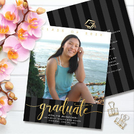 Lámina Invitación a la moda de graduación de fotos de oro