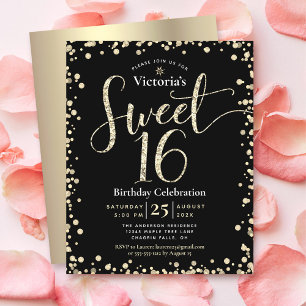 Lámina Invitación a la Moda de Purpurina de oro negro 16 