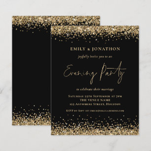 Lámina Invitación a la noche de Boda negro Purpurina de O