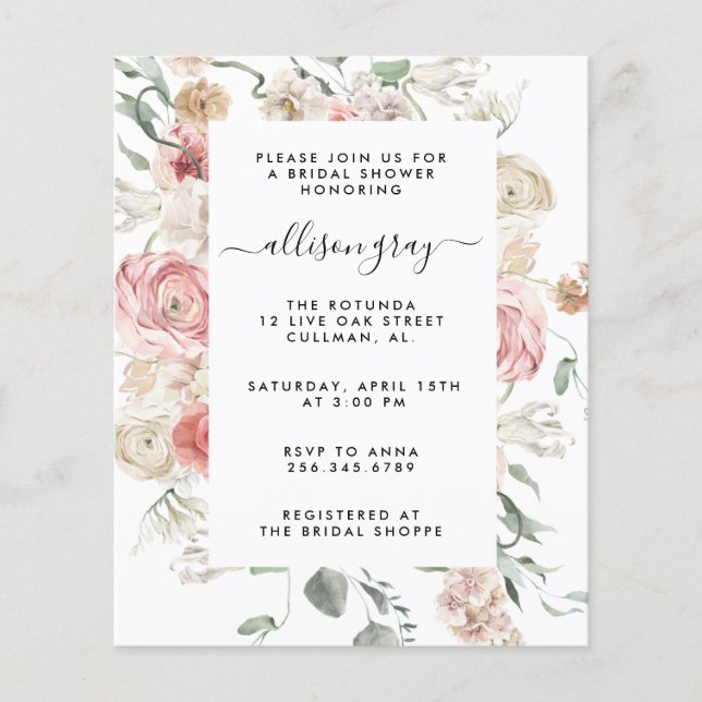 Lámina Invitación a la novia floral | Annabeth (Anverso)