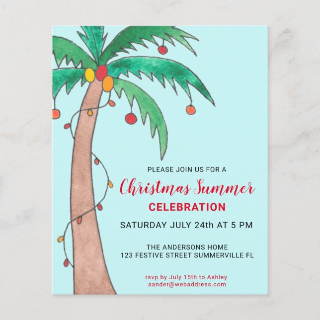 Lámina Invitación a la Palm Fiesta de verano de Navidades (Anverso)