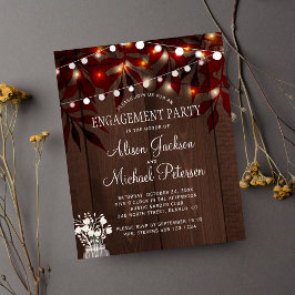 Lámina Invitación a la parte de compromiso de luces rústi