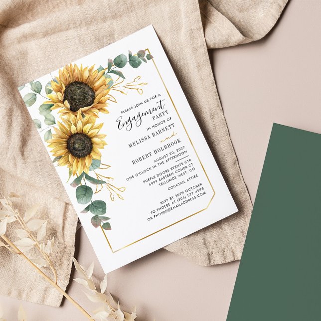 Lámina Invitación a la participación en la energía verde  (Sunflower Eucalyptus Engagement Party Invitation)