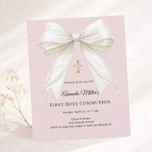 Lámina Invitación a la Primera Comunión con perlas de mar