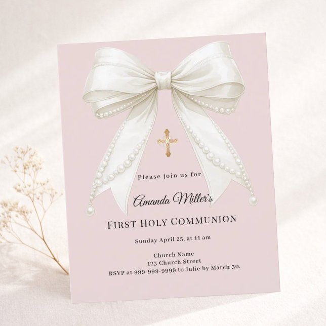 Lámina Invitación a la Primera Comunión con perlas de mar (Subido por el creador)