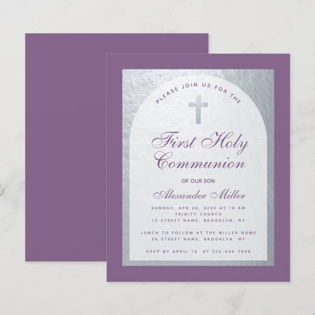 Lámina Invitación a la primera comunión del niño Dusty Pu (Anverso / Reverso)