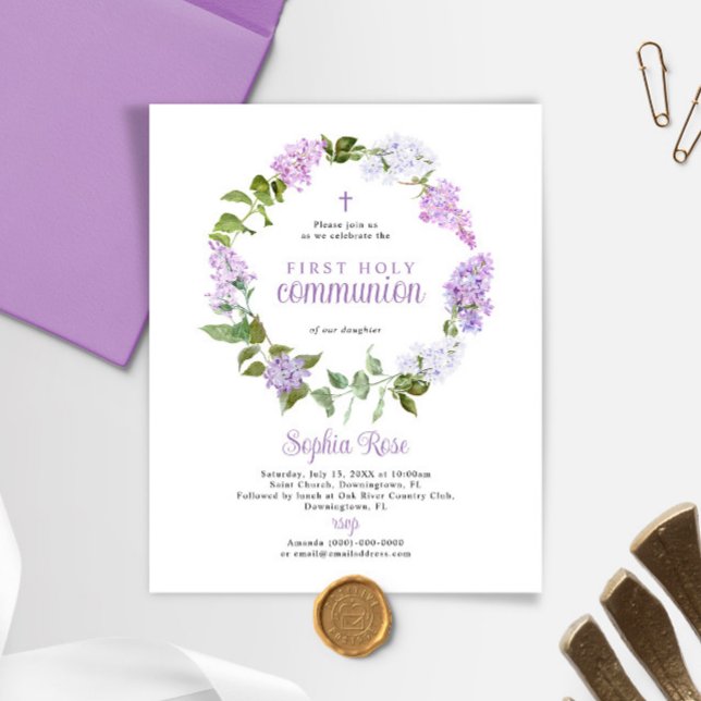 Lámina Invitación a la Primera Comunión Rustica del Lilac (Subido por el creador)