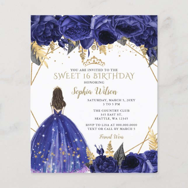 Lámina Invitación a la Princesa Azul Real de Presupuesto (Anverso)