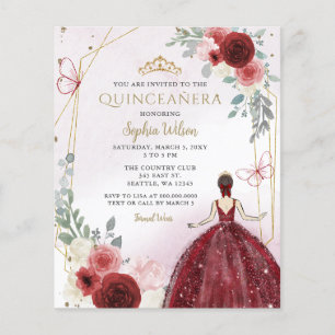 Lámina Invitación a la princesa floral quinceañera