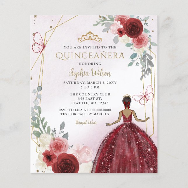 Lámina Invitación a la princesa Quinceañera de Borgoña (Anverso)