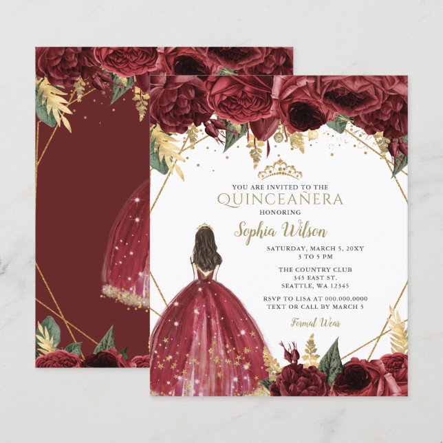 Lámina Invitación a la Princesa Quinceañera Presupuestari (Anverso / Reverso)