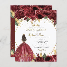 Lámina Invitación a la Princesa Quinceañera Presupuestari
