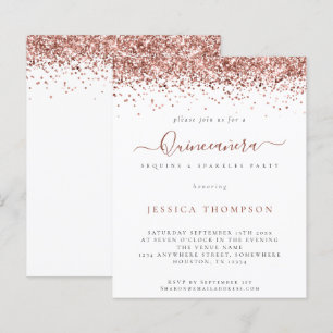 Lámina Invitación a la Purpurina Quinceañera Rosa de Oro
