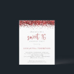 Lámina Invitación a la Purpurina roja y femenina de presu<br><div class="desc">Invitación 16 de Budget Girly Red Purpurina. Un precio económico menor 4, 5" x 5, 6" alternativa. Disponible en un ALMACENAMIENTO DE TARJETAS SEMI GLOSS 110 lb que es la opción predeterminada (recomendado para invitaciones), O UN ACCESO DE PAPEL DE LADRILLO DE 80 lb SATIN (ideal para los gabinetes). El...</div>