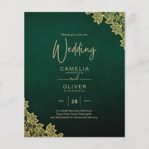 Lámina Invitación a la QR a la boda Gold Lace Emerald Gre