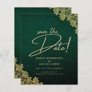 Lámina Invitación a la QR a la boda Gold Lace Emerald Gre