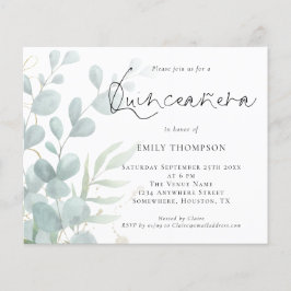 Lámina Invitación a la quinceañera del eucalipto moderno 
