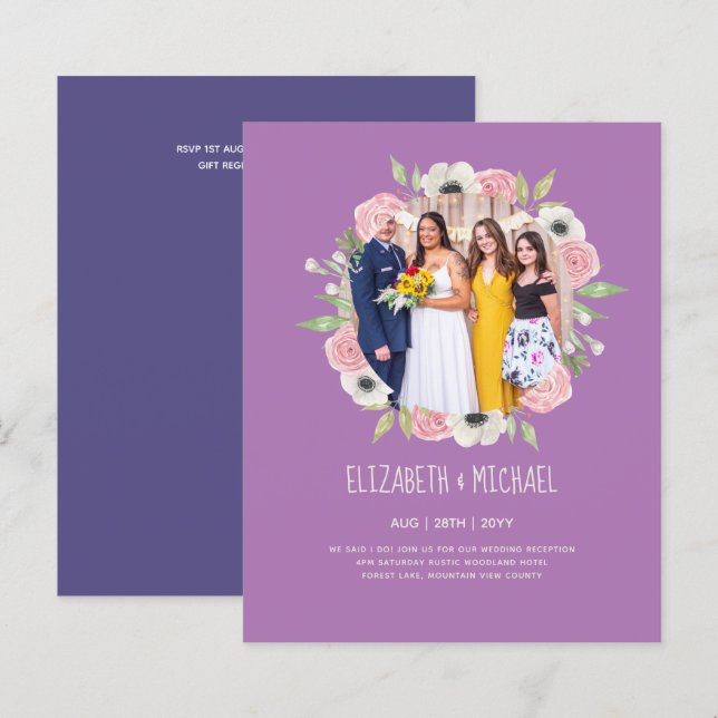 Lámina Invitación a la recepción de boda de FOTO de tende (Anverso / Reverso)