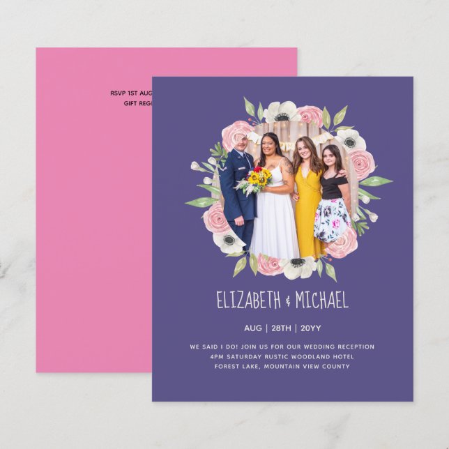 Lámina Invitación a la recepción de boda de FOTO de tende (Anverso / Reverso)