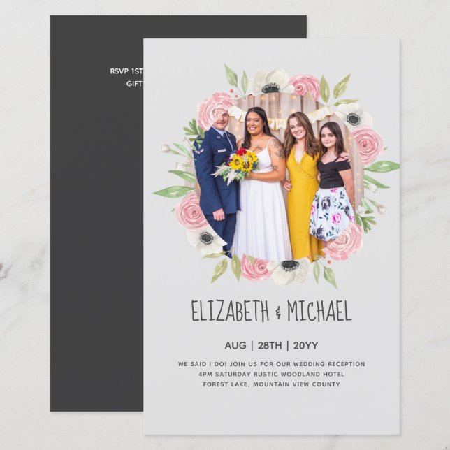 Lámina Invitación a la recepción de boda de FOTO de tende (Anverso / Reverso)