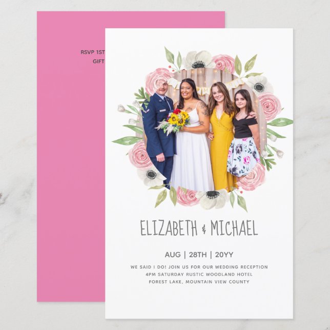 Lámina Invitación a la recepción de boda de FOTO de tende (Anverso / Reverso)