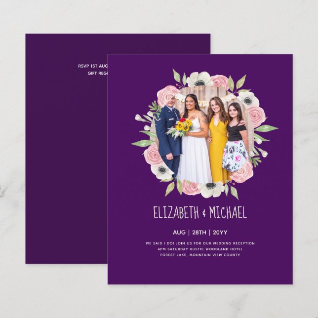 Lámina Invitación a la recepción de boda de FOTO de tende (Anverso / Reverso)