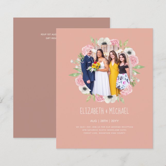 Lámina Invitación a la recepción de boda de FOTO de tende (Anverso / Reverso)