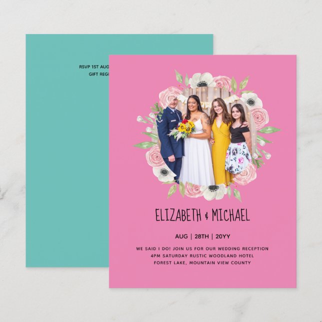 Lámina Invitación a la recepción de boda de FOTO de tende (Anverso / Reverso)