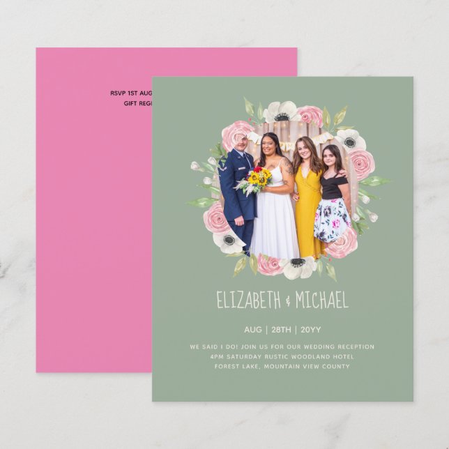 Lámina Invitación a la recepción de boda de FOTO de tende (Anverso / Reverso)