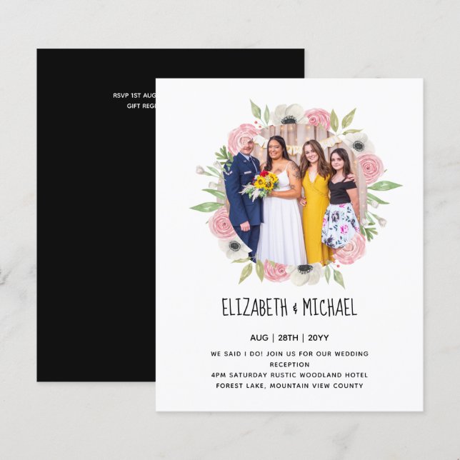 Lámina Invitación a la recepción de boda de FOTO de tende (Anverso / Reverso)