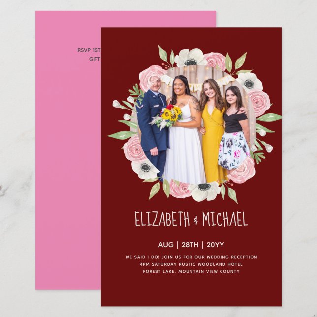 Lámina Invitación a la recepción de boda de FOTO de tende (Anverso / Reverso)