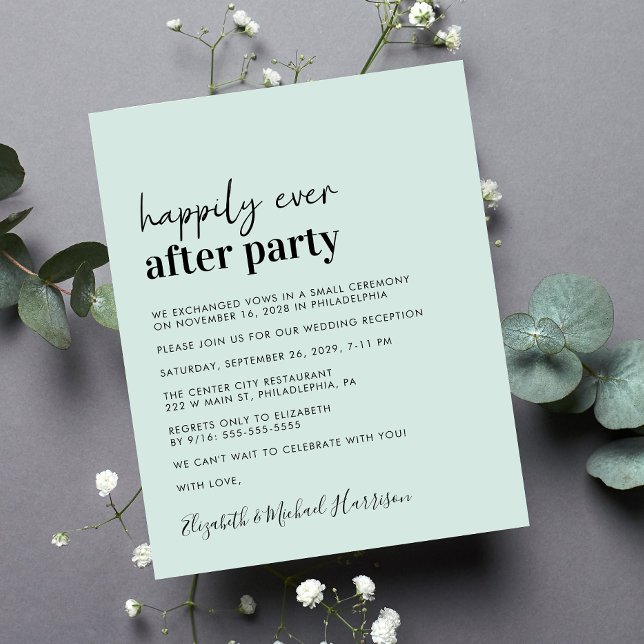 Lámina Invitación a la recepción de boda de la Casa de la (A chic and affordable Happily Ever After Party invitation)