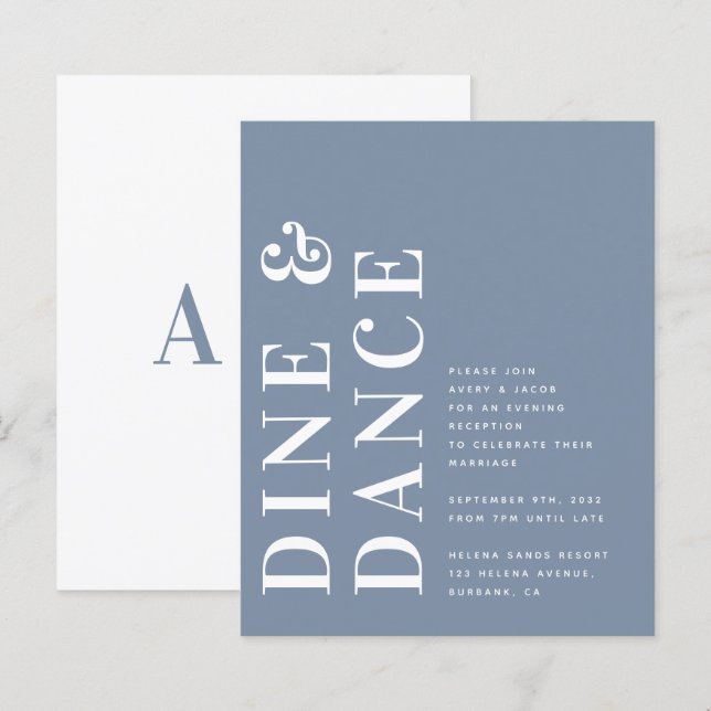 Lámina Invitación a la recepción de boda moderna y audaz (Anverso / Reverso)