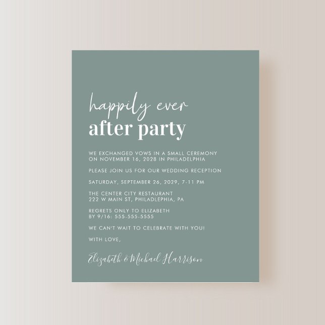 Lámina Invitación a la recepción de Boda Verde por Salto  (An chic Happily Ever After Party invitation for your wedding celebration)