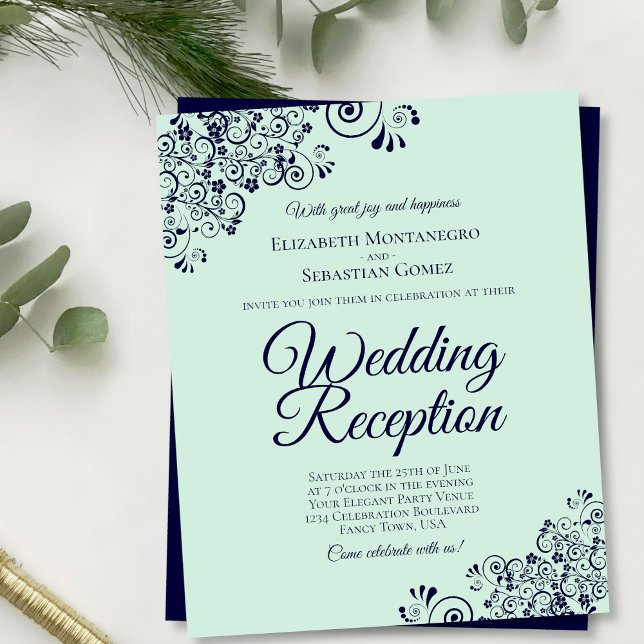 Lámina Invitación a la recepción de bodas en Mint Green & (Subido por el creador)