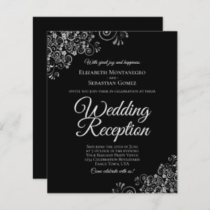Lámina Invitación a la recepción de bodas en negro y plat