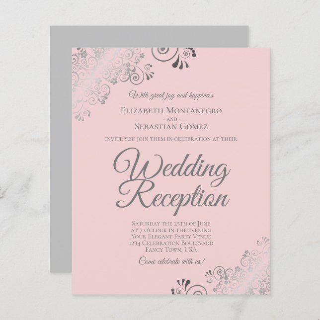 Lámina Invitación a la recepción de bodas Rubor con presu (Anverso / Reverso)