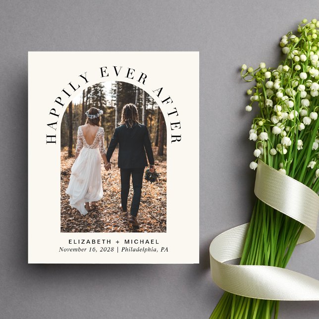 Lámina Invitación a la recepción de la boda artística (Celebrate your love story with an invitation showcasing your favorite photo in an elegant arch frame)