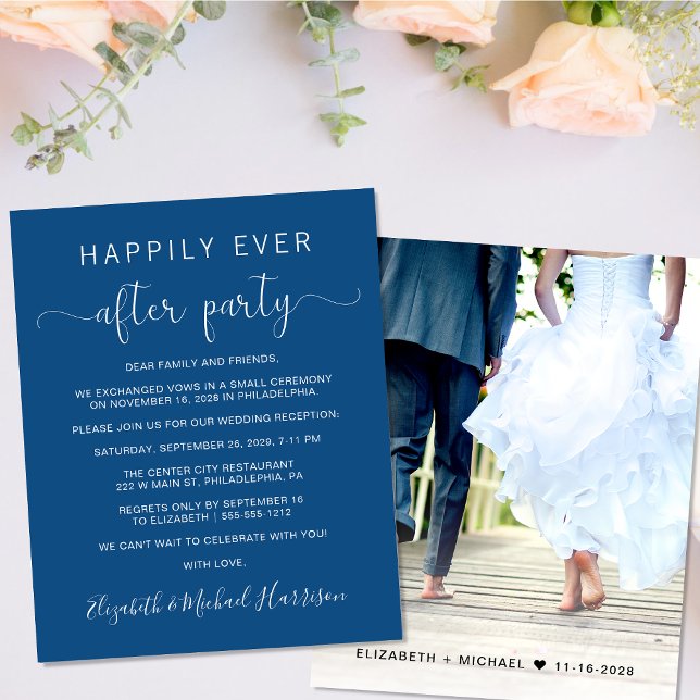 Lámina Invitación a la recepción de la boda azul con pres (Your love story deserves a grand celebration!)