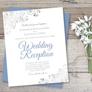 Lámina Invitación a la recepción de la boda azul y blanca