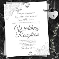 Invitación a la recepción de la boda blanca de pla