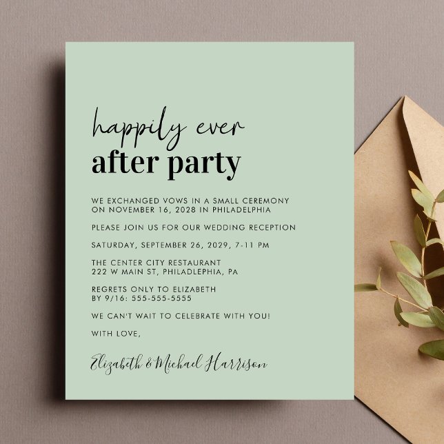 Lámina Invitación a la recepción de la boda de la foto de (A chic budget-friendly Happily Ever After Party invitation for your wedding celebration)