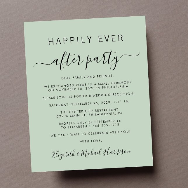 Lámina Invitación a la recepción de la boda de la foto de (A chic budget-friendly Happily Ever After Party invitation for your wedding celebration)